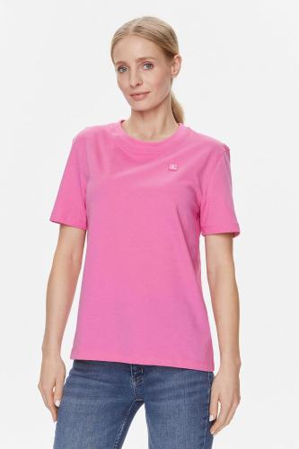 Calvin Klein γυναικείο T-shirt μονόχρωμο με ανάγλυφο monogram logo Regular Fit - J20J223226 Ροζ